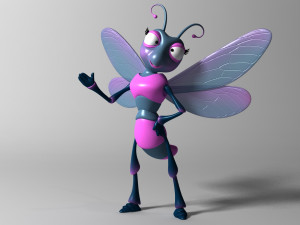 Cartoon Dragonfly RIGGED 3D Model
