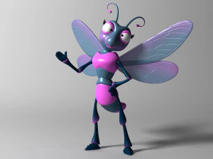 Cartoon Dragonfly RIGGED 3D Model