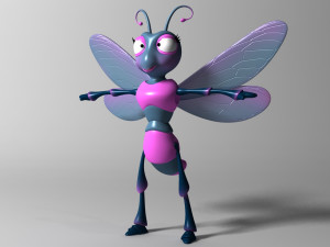 Cartoon Dragonfly RIGGED 3D Model