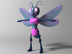 Cartoon Dragonfly RIGGED 3D Model