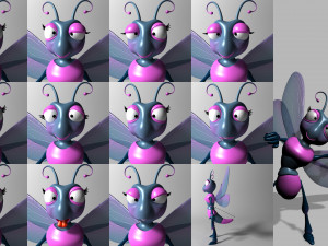 Cartoon Dragonfly RIGGED 3D Model