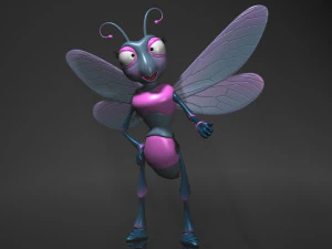 Cartoon Dragonfly RIGGED 3D Model