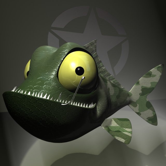 veteran fish rigged 3D 모델 .c4d .max .obj .3ds .fbx .stl .blend 