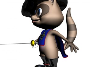 racoon musketeer cartoon character rigged 3D-Modell