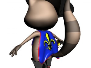 racoon musketeer cartoon character rigged 3D-Modell