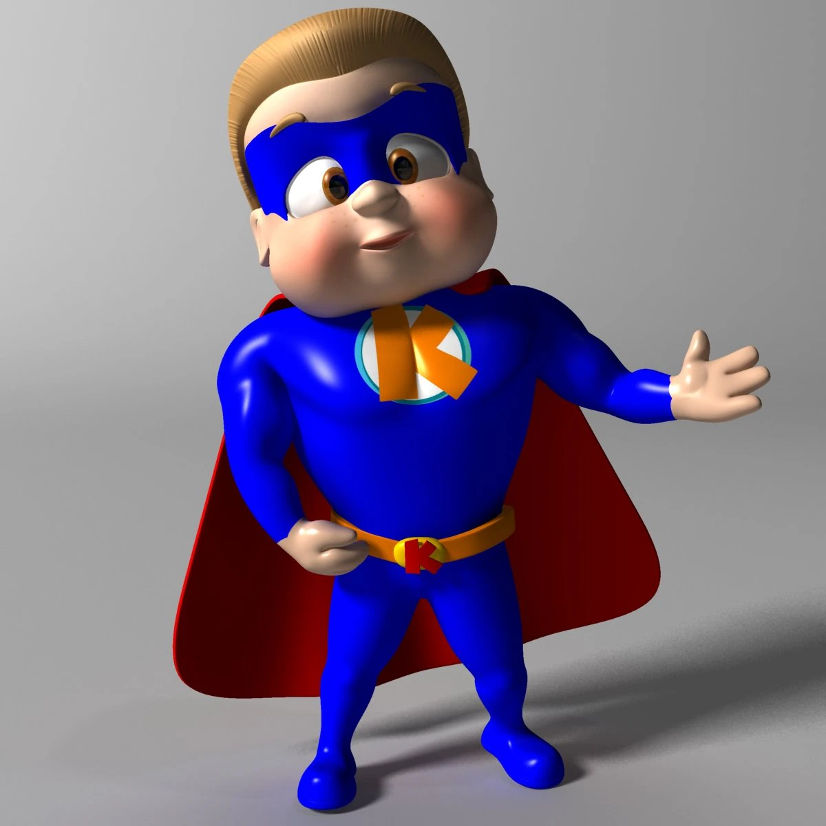 Cartoon Kid super hero 3D Model .c4d .max .obj .3ds .fbx .stl .blend