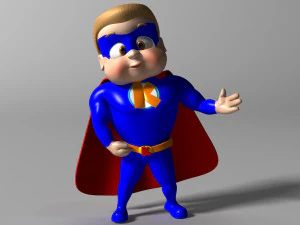 Cartoon Kid super hero 3D Model