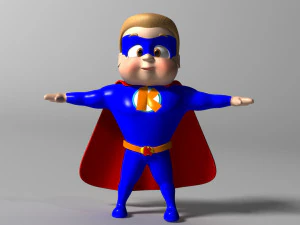 Cartoon Kid super hero 3D Model