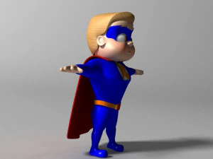 Cartoon Kid super hero 3D Model