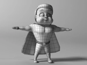 Cartoon Kid super hero 3D Model