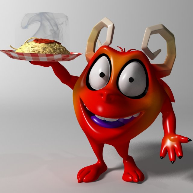 Cartoon Red Monster Rigged 3Dモデル .c4d .max .obj .3ds .fbx .stl .blend 