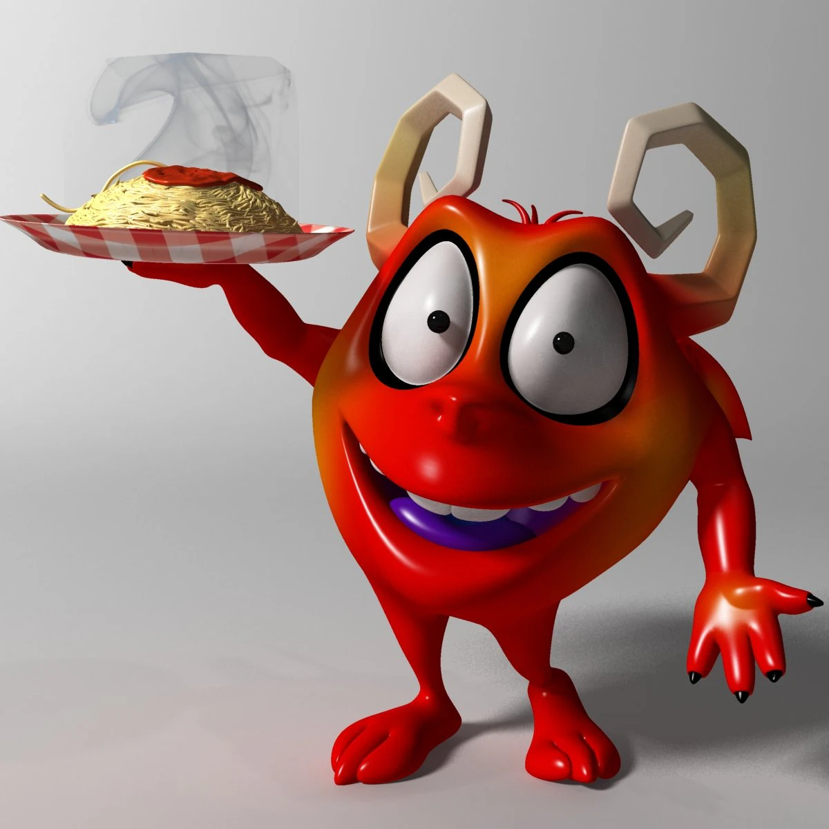Cartoon Red Monster Rigged 3D Model .c4d .max .obj .3ds .fbx .stl .blend 