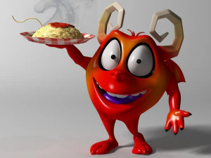Cartoon Red Monster Rigged 3D Model