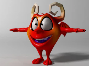 Cartoon Red Monster Rigged 3D Model