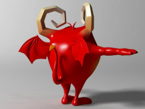 Cartoon Red Monster Rigged 3D Model