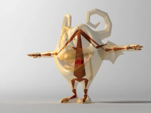 Cartoon Red Monster Rigged 3D Model