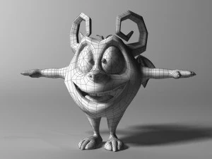 Cartoon Red Monster Rigged 3D Model