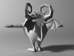 Cartoon Red Monster Rigged 3D Model