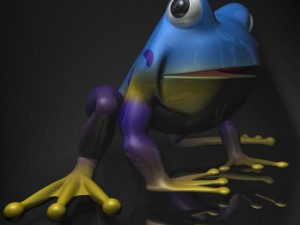 cartoon scene with 2 frogs and a mosquito fully ri 3Dモデル