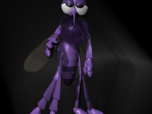 cartoon scene with 2 frogs and a mosquito fully ri 3Dモデル
