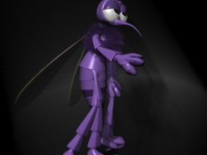 cartoon scene with 2 frogs and a mosquito fully ri 3Dモデル
