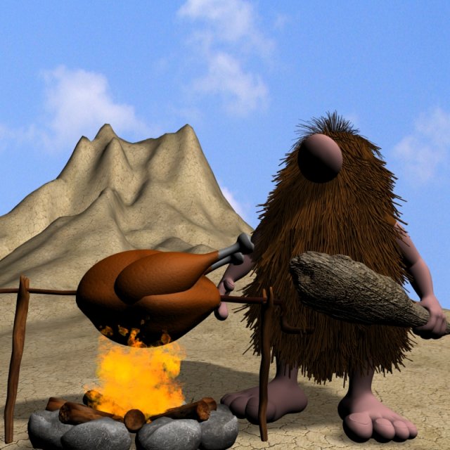 cartoon caveman character rigged 3D Model .c4d .max .obj .3ds .fbx .stl .blend 