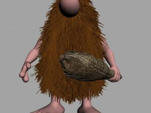 cartoon caveman character rigged 3D Model