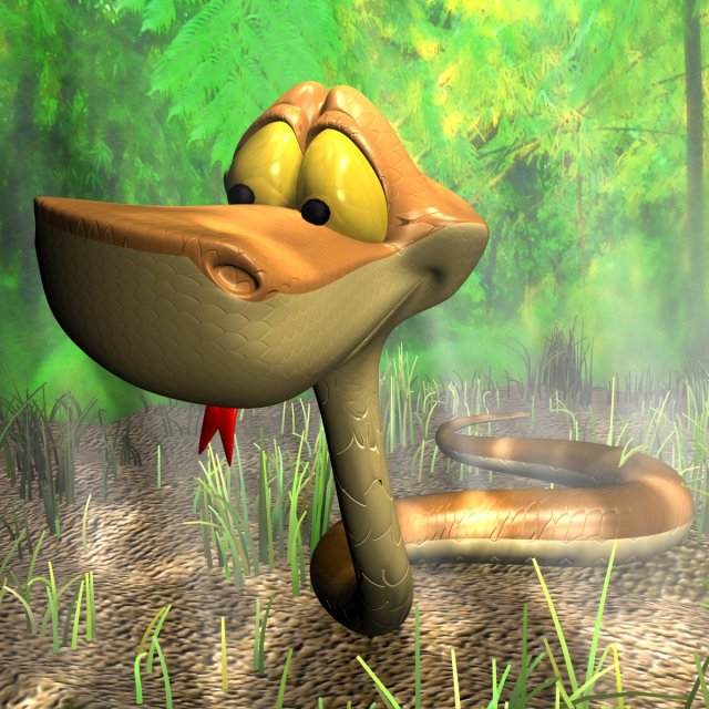 cartoon snake rigged 3D Model .c4d .max .obj .3ds .fbx .stl .blend 