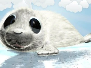 Cartoon-Robbenbaby manipuliert 3D Modell