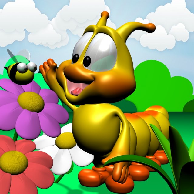 cartoon caterpillar rigged Modello 3D .c4d .max .obj .3ds .fbx .stl .blend 