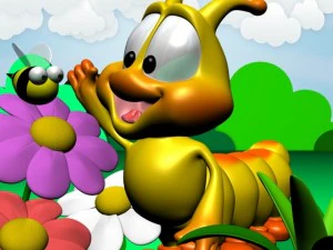 cartoon caterpillar rigged 3D Model