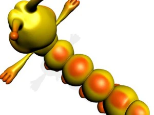 cartoon caterpillar rigged 3D Model