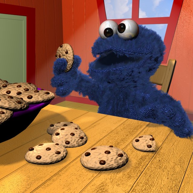 cookie monster rigged Modello 3D .c4d .max .obj .3ds .fbx .stl .blend 