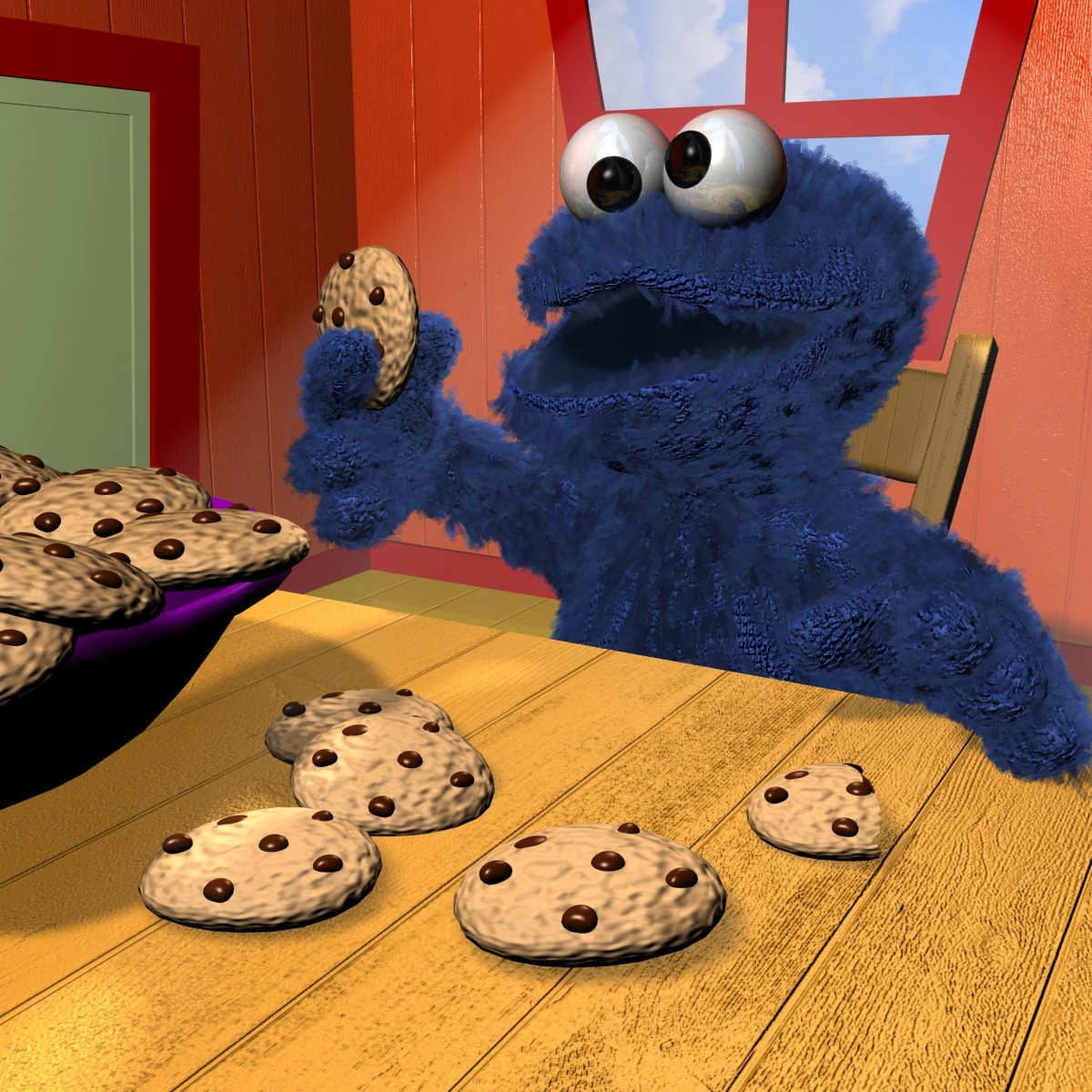 cookie monster rigged 3D Model .c4d .max .obj .3ds .fbx .stl .blend 