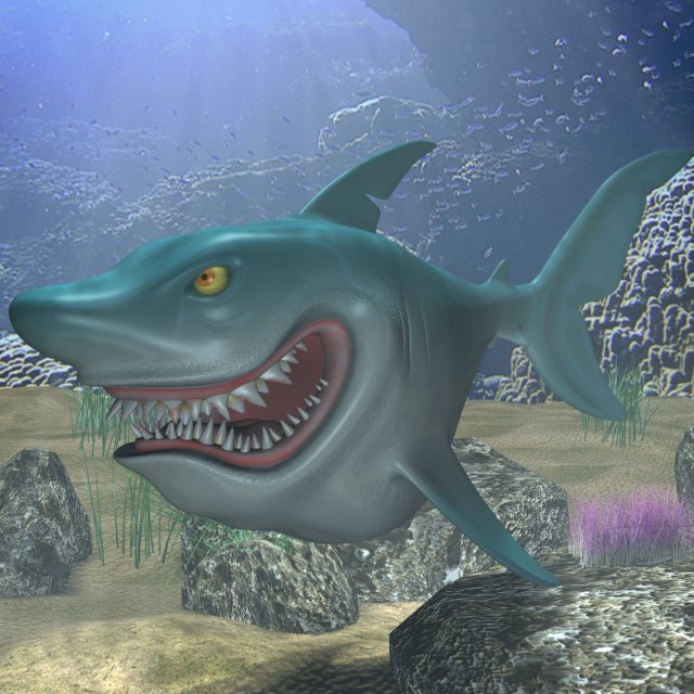 cartoon shark rigged Modelo 3D .c4d .max .obj .3ds .fbx .stl .blend 
