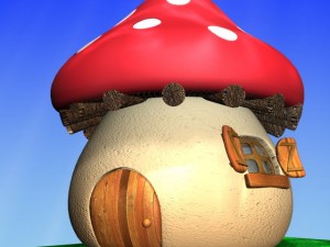cartoon mushroom village 3D Model