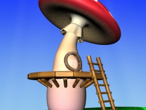 cartoon mushroom village 3D Model