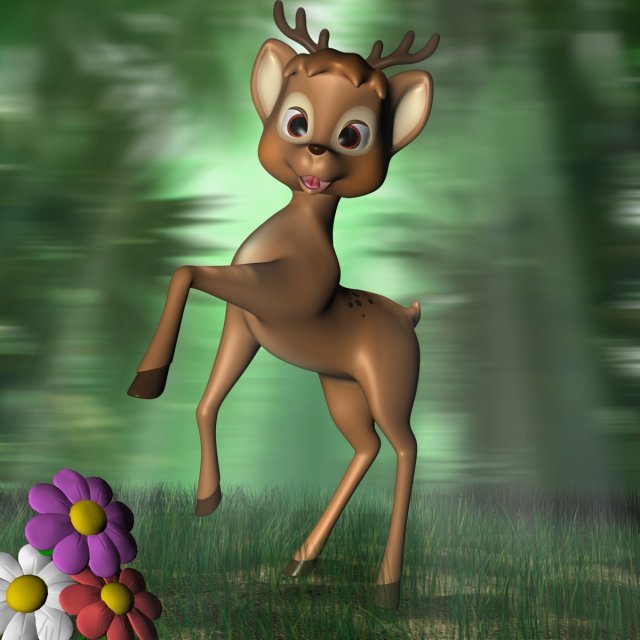 cartoon deer rigged 3D 모델 .c4d .max .obj .3ds .fbx .stl .blend 
