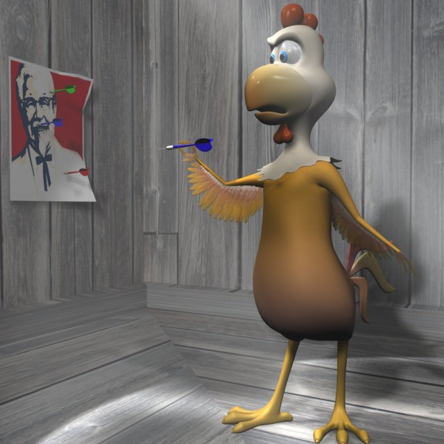 cartoon chicken rigged 3D 모델 .c4d .max .obj .3ds .fbx .stl .blend 