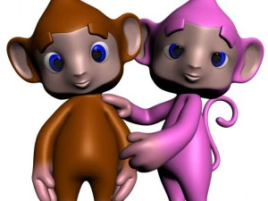 scimmia colorata dei cartoni animati truccata Modello 3D