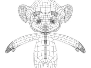 colorful cartoon monkey rigged 3D Model