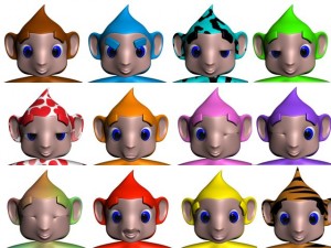 colorful cartoon monkey rigged Modello 3D