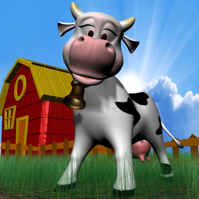 cartoon cow rigged 3D 모델 .c4d .max .obj .3ds .fbx .stl .blend 