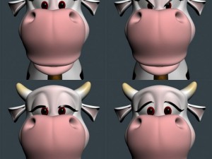 cartoon cow rigged 3D 모델