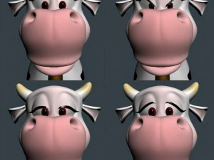 cartoon cow rigged 3D Model