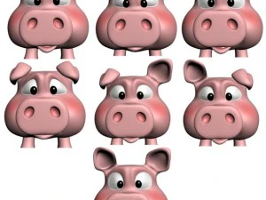 cartoon pig rigged 3D Model