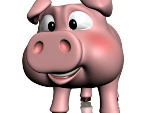 cartoon pig rigged 3D Model