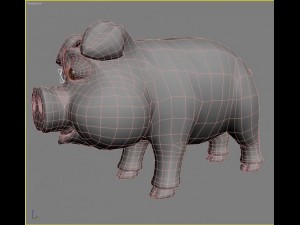 cartoon pig rigged Modelo 3D