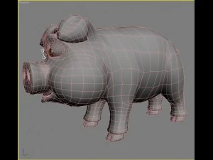 cartoon pig rigged 3D Model
