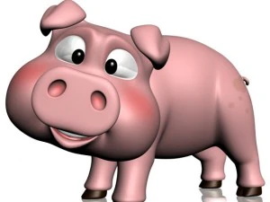cartoon pig rigged 3D Model